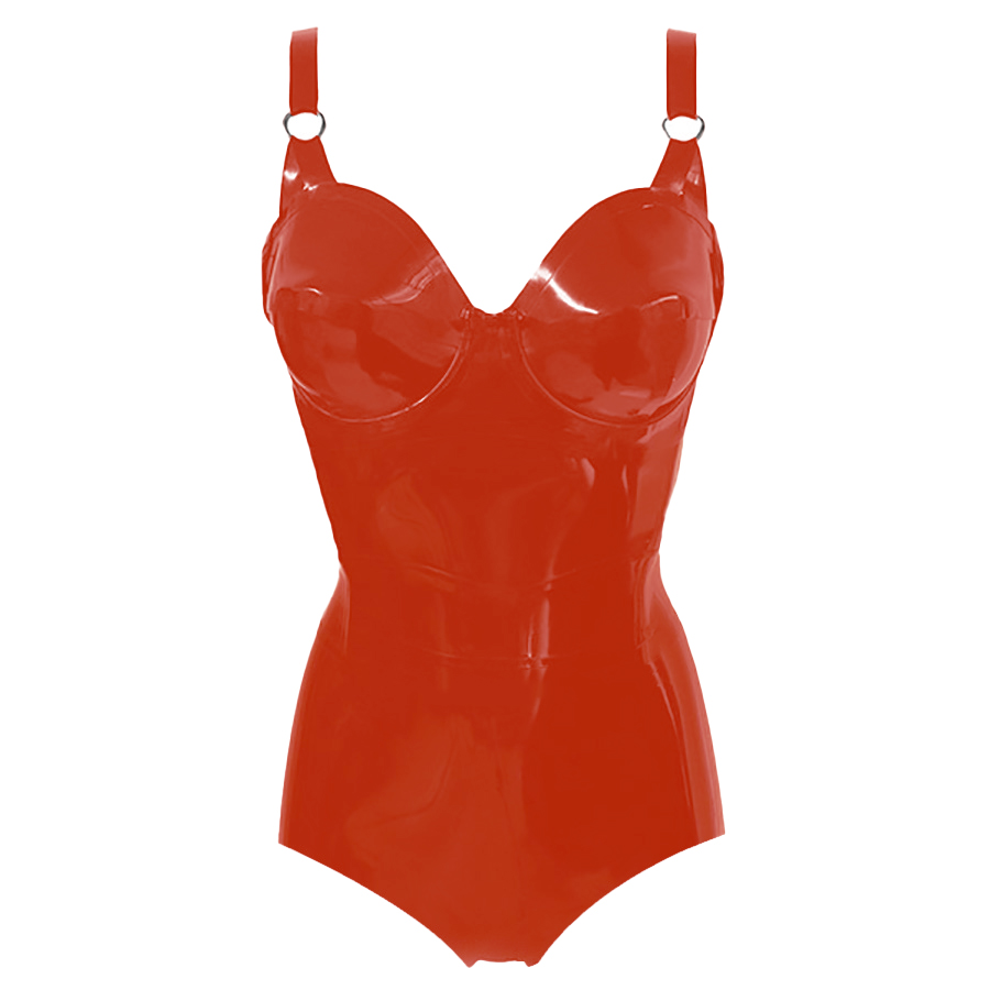 Atsuko Kudo Latex 50’s Cup Bodysuit with Boning in Red