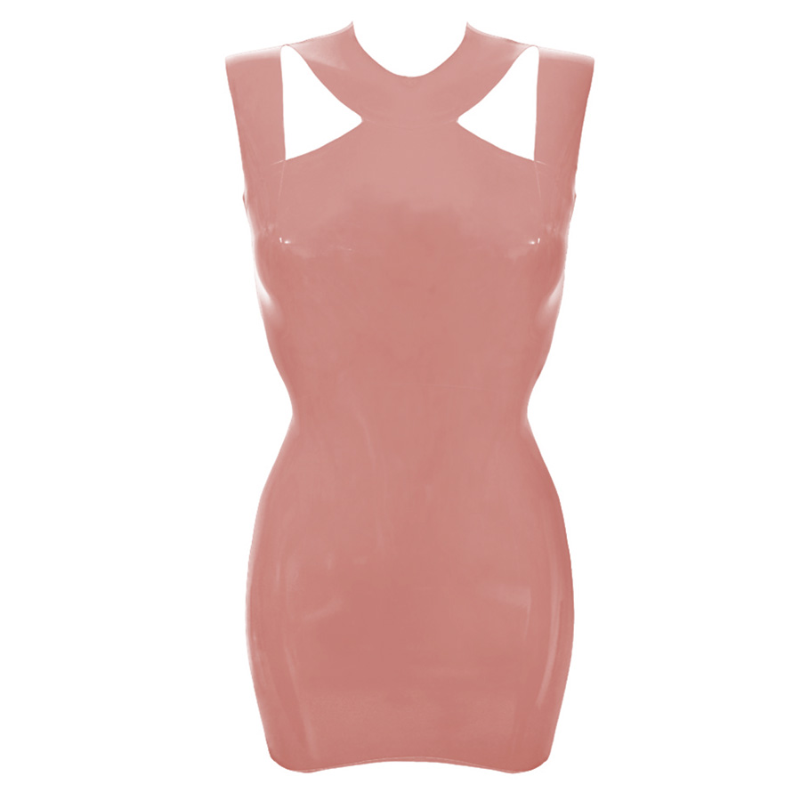 Atsuko Kudo Latex Alisa Mini Dress in Supatex Light Brown