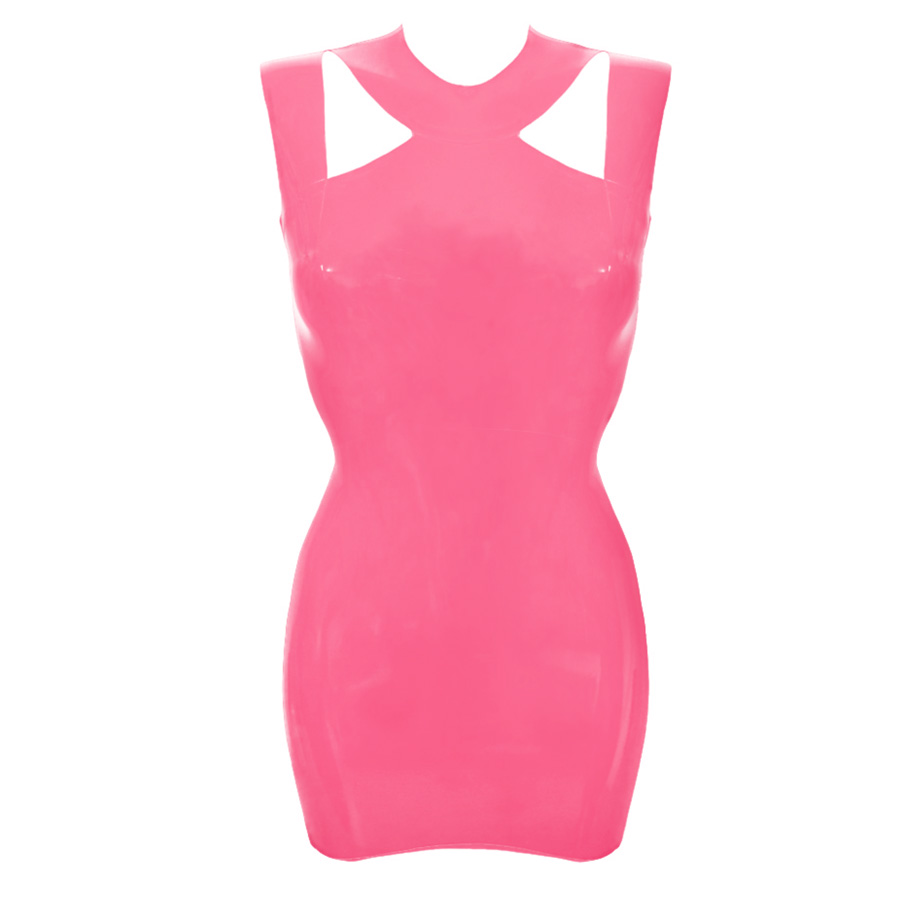 Atsuko Kudo Latex Alisa Mini Dress in Vibrant Bright Pink