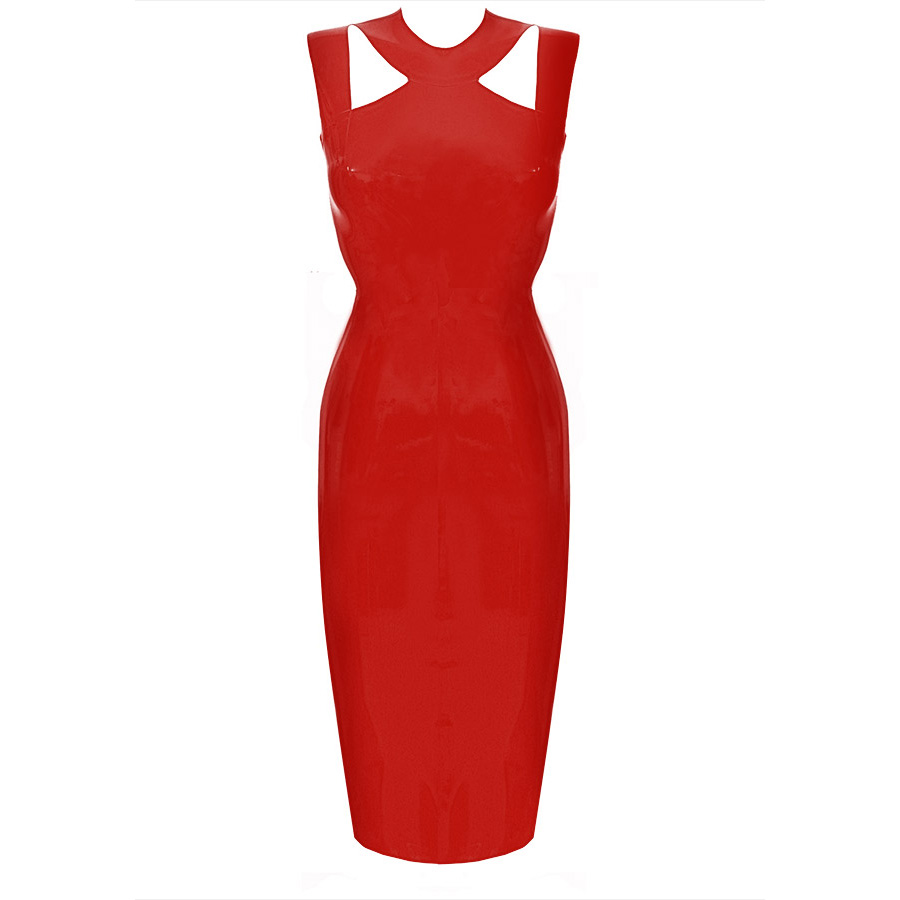 Atsuko Kudo Latex Alisa Pencil Dress in Red
