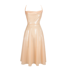 Atsuko Kudo Latex Bambi Flared Dress in Semi Transparent Peach