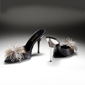 Atsuko Kudo Latex Satin Bedroom Slippers in black