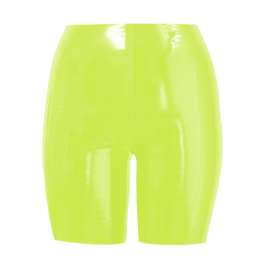 Atsuko Kudo Latex Cycle Shorts in Vibrant Lime Green