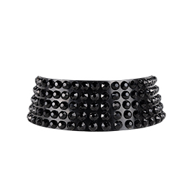 Atsuko Kudo Latex Deluxe Diamante Choker in Supatex Black / Black Crystals