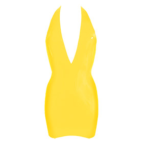 Atsuko Kudo Latex Encounter Open Back Mini Dress in Supatex Yellow