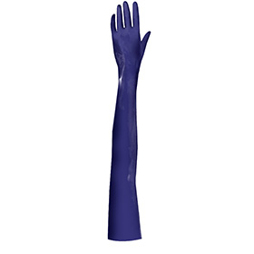 Atsuko Kudo Latex Handmade Opera Gloves in Supatex Royal Bue
