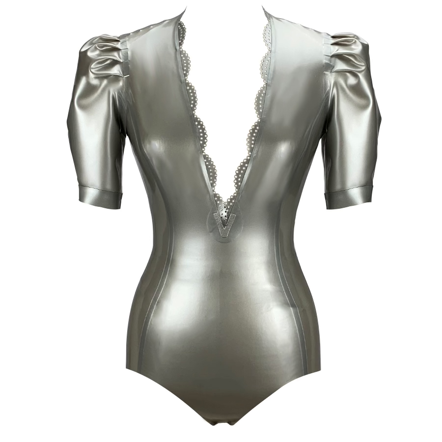 Atsuko Kudo Latex Jessica Bodysuit in Pearlsheen Silver