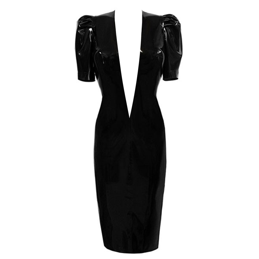 Atsuko Kudo Latex Jessica Pencil Dress in Black