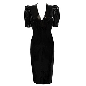 Atsuko Kudo Latex Jessica Pencil Dress in Supatex Black