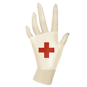Atsuko Kudo Latex Knuckle Gloves in supatex white