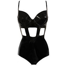 Atsuko Kudo Latex Lady P Cage Cutout Body in Supatex Black