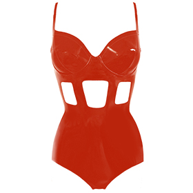 Atsuko Kudo Latex Lady P Cage Cutout Body in Supatex Red
