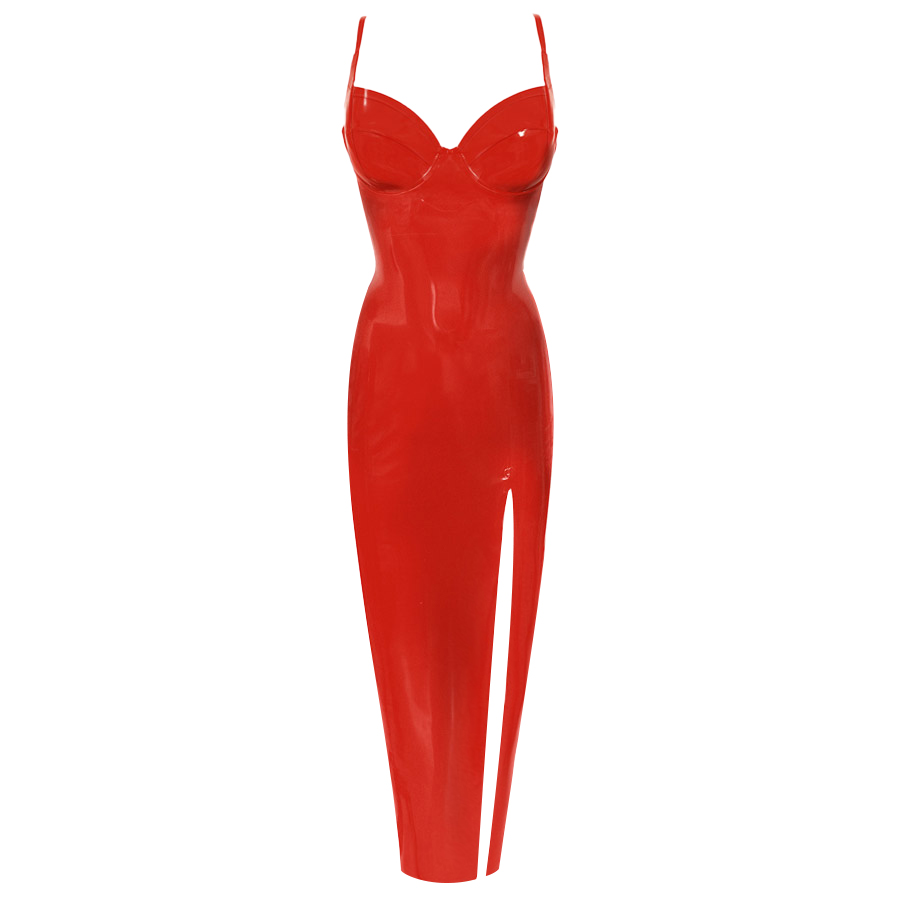 Atsuko Kudo Latex Lady P Evening Dress   in supatex red