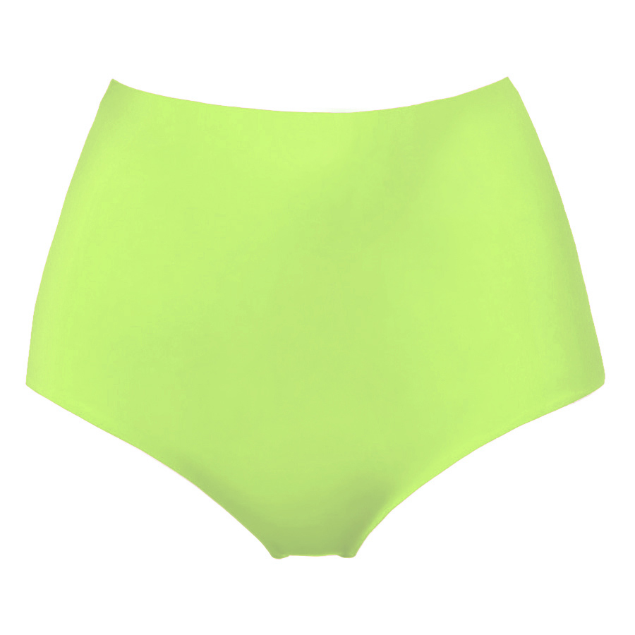 Atsuko Kudo Latex Lady P High Waist Briefs in Vibrant Lime Green
