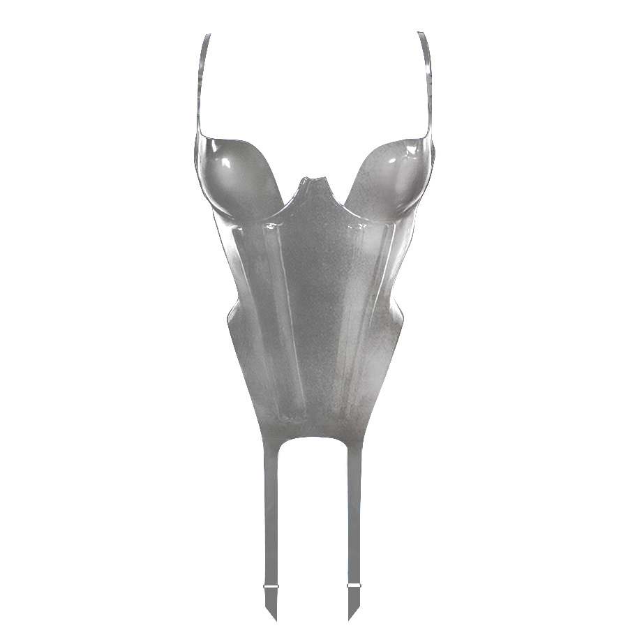 Atsuko Kudo Latex Paris Cup Bustier Corset in Pearlsheen Silver