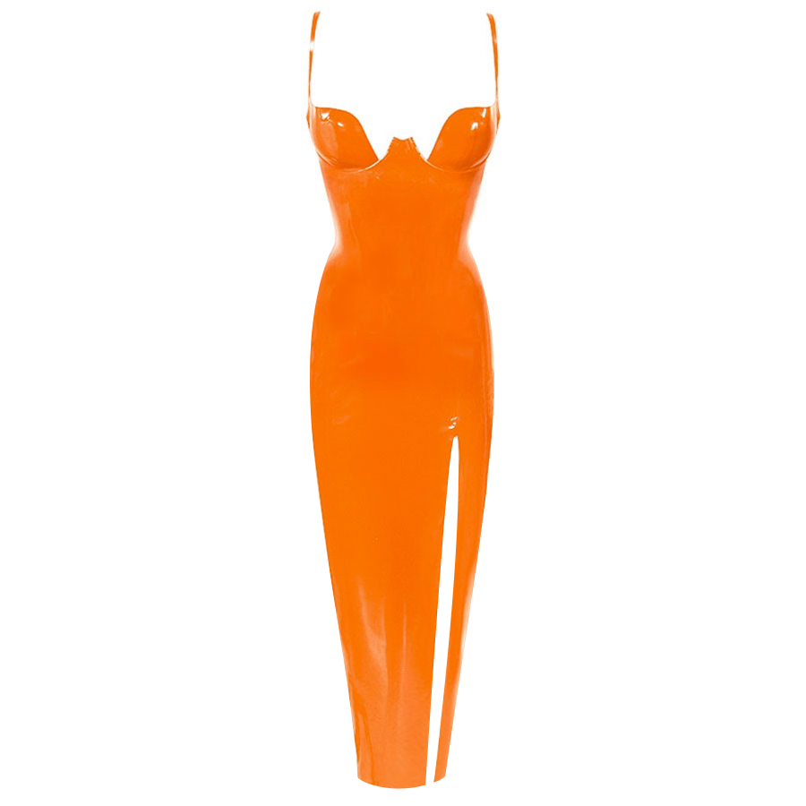 Atsuko Kudo Latex Paris Cup Evening Dress in Supatex Orange