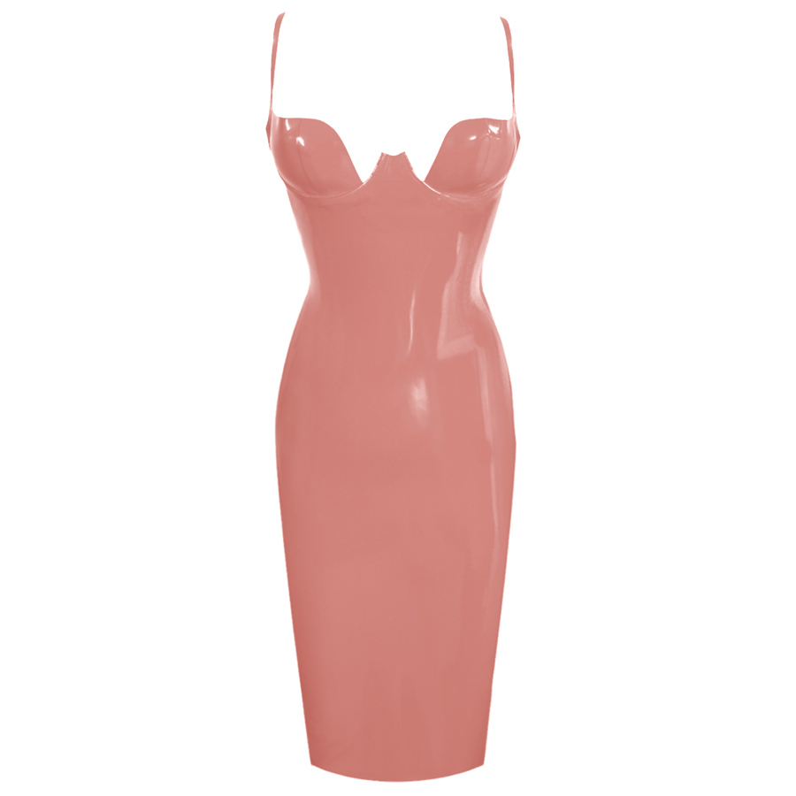 Atsuko Kudo Latex Paris Cup Pencil Dress in Supatex Light Brown