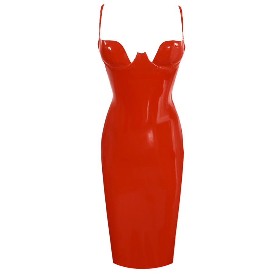 Atsuko Kudo Latex Paris Cup Pencil Dress in Red