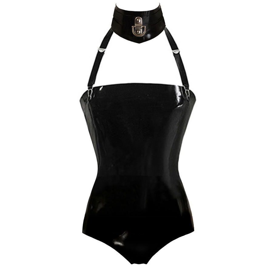 Atsuko Kudo Latex Restricted Strapless Bodysuit in supatex black