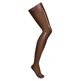 Atsuko Kudo Latex Stockings hold up tabs in Radical Semi-Trans Smoky Black