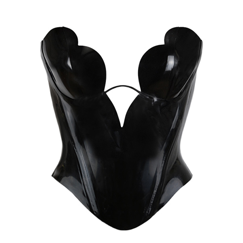 Atsuko Kudo Latex Tulip Cup V Top in Supatex Black