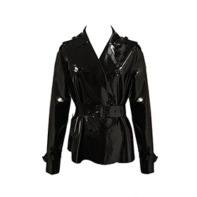 Atsuko Kudo Latex Ultra Mini Length Trench Coat in supatex black