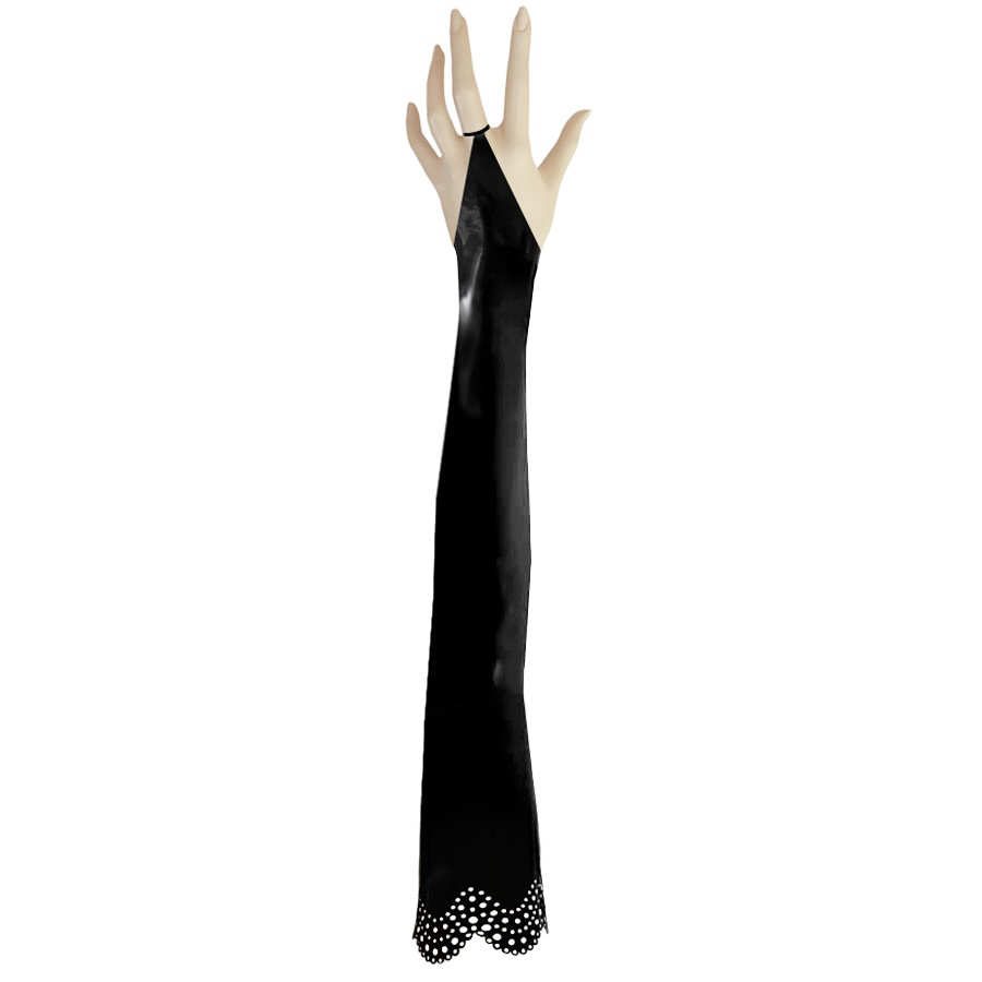 Atsuko Kudo Latex V-Shaped Gauntlets in Black
