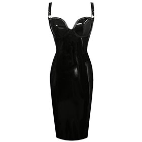 Atsuko Kudo Latex Wonder Cup Pencil Dress in Supatex Black