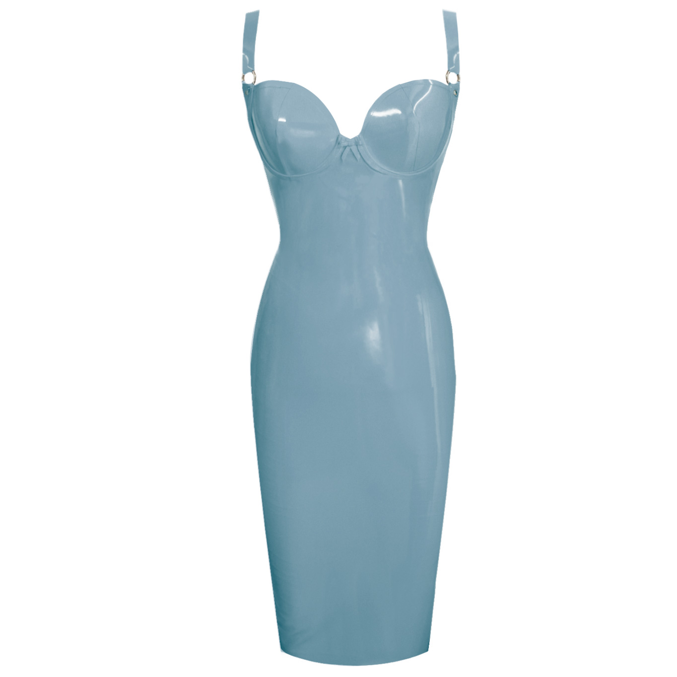 Atsuko Kudo Latex Wonder Cup Pencil Dress in supatex light blue