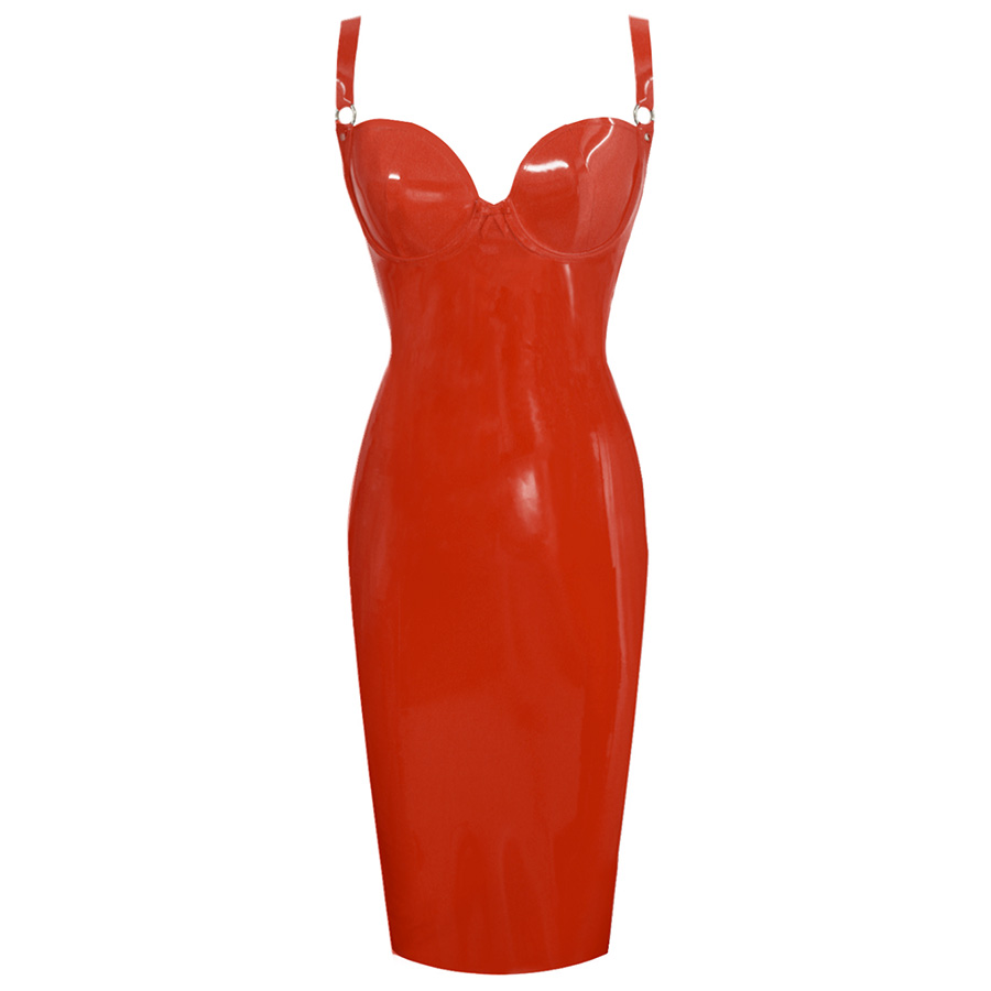 Atsuko Kudo Latex Wonder Cup Pencil Dress in Red