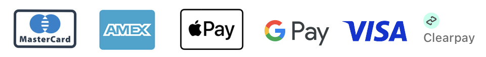 Pay with Visa, Mastercard, Amex, Apple Pay, Google Pay, Klarna, Clearpay